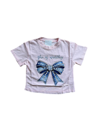 ' Strik ' Meisjes T shirt roze .