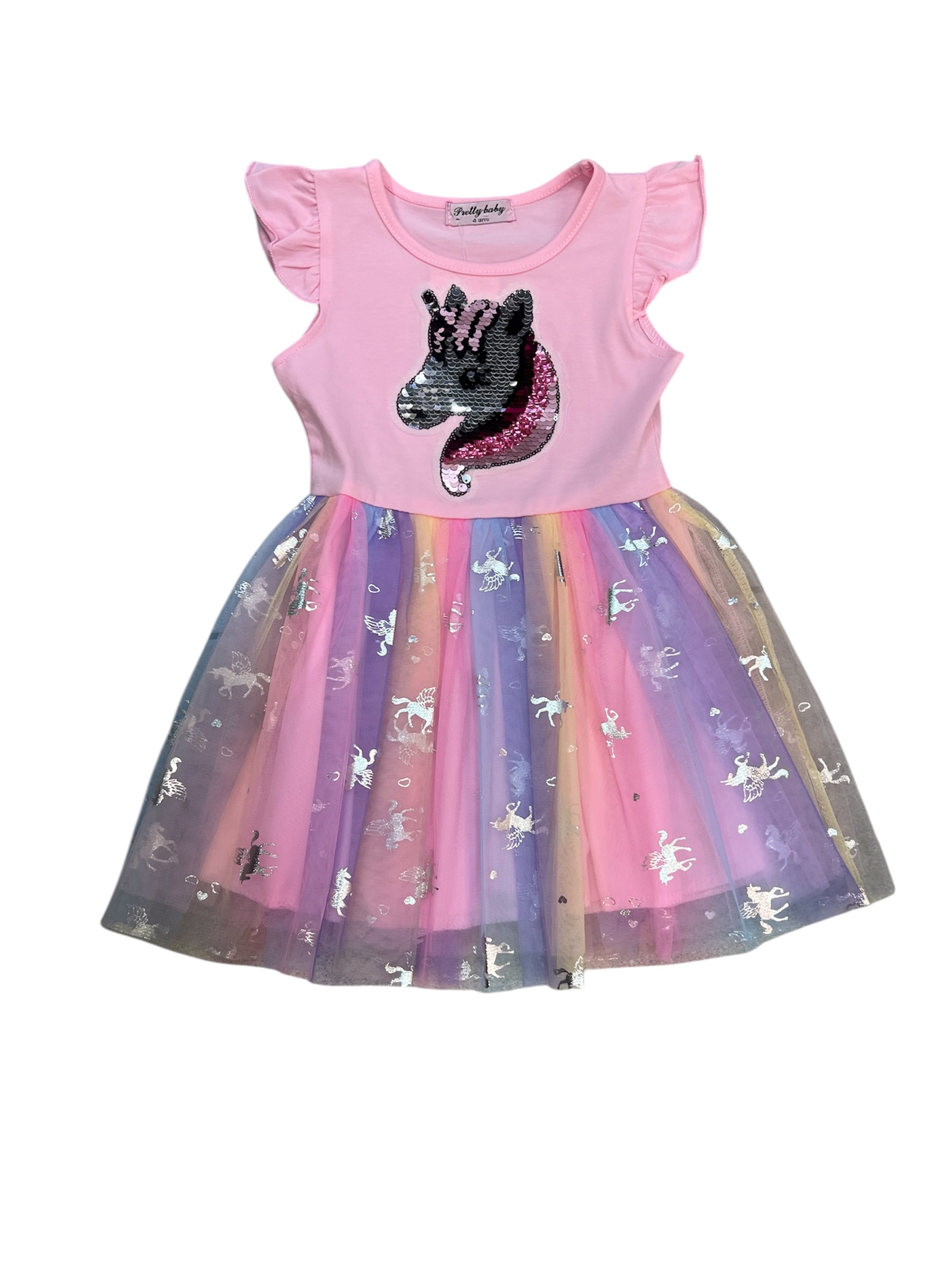 ‘Unicorn ’ Meisjes jurk roze.