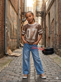 ' New York' Meisjes glitter T shirt bruin.