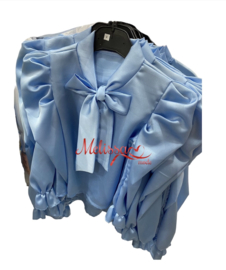 'Eliz' Satijn blouse Baby blauw .