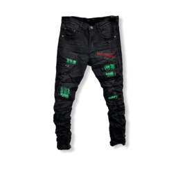‘Dennis ‘ jongens jeans broek zwart / groen.