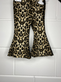 Tijgerprint Flared broek bruin.