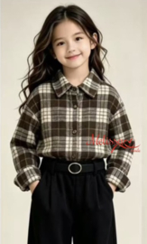 ' love' geruite blouse bruin.