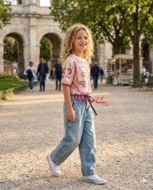 ' New York' Meisjes glitter T shirt Blauw.