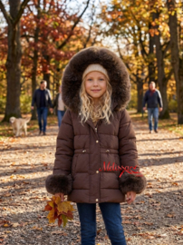 'Layla ' meisjes winter jas Bruin .