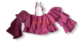 'Layla ' Ruffle off shoulder Topje Fuchsia.