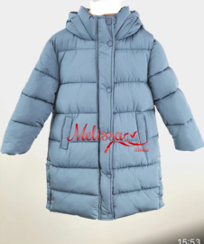 ‘Lianne ‘ longline puffer Coat blauw.