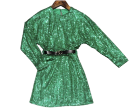 ‘Jenny ‘ Meisjes Glitter Dress Groen.