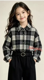 ' love' geruite blouse zwart.