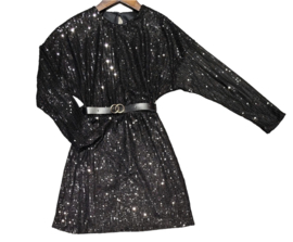 ‘Jenny ‘ meisjes glitter jurk zwart.