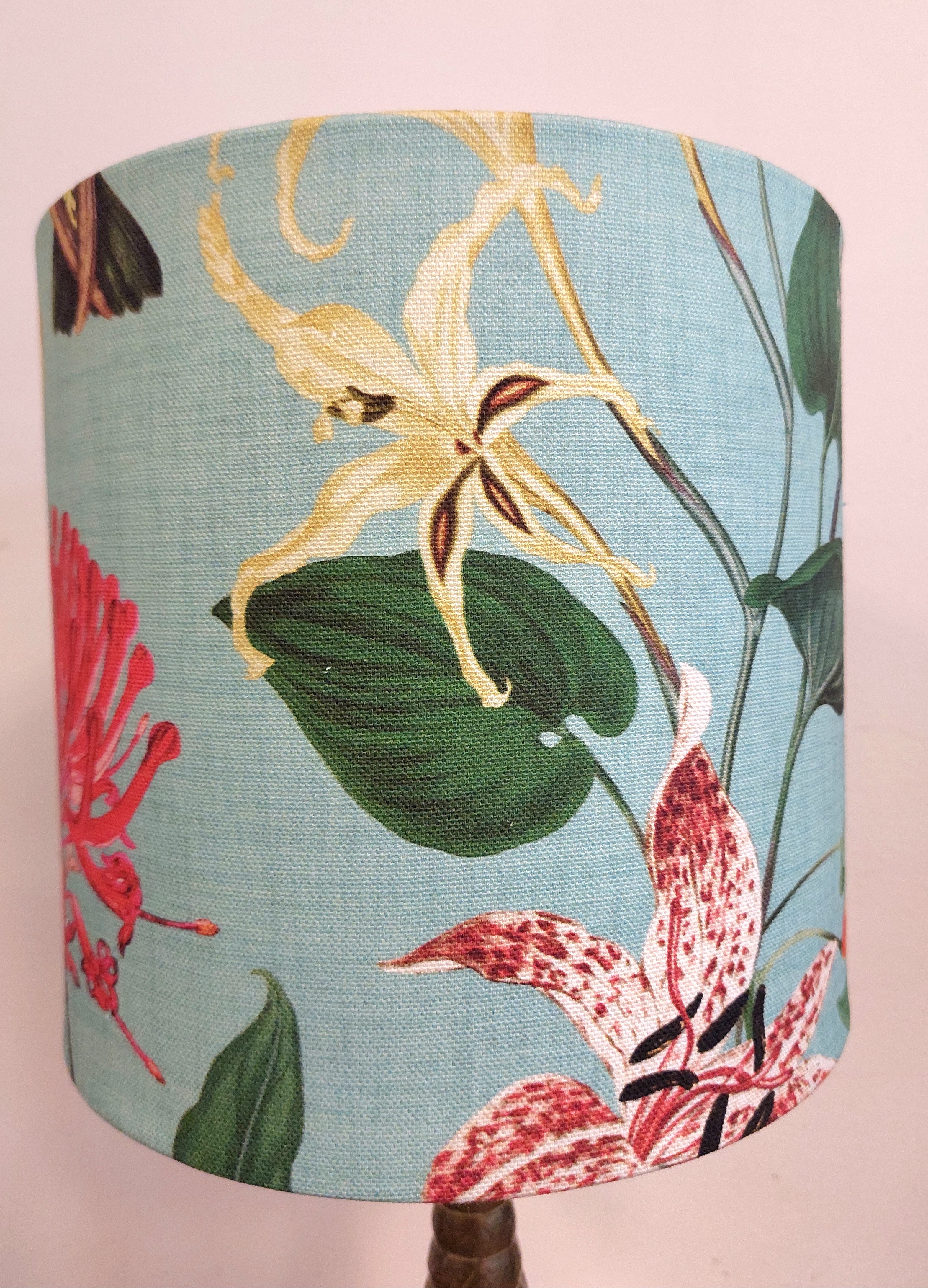 Lampenkap canvas turquoise bloem