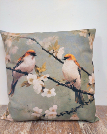Kussen 2 vogels canvas