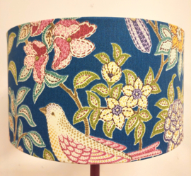 Lampenkap canvas vogels bloemen  blauw