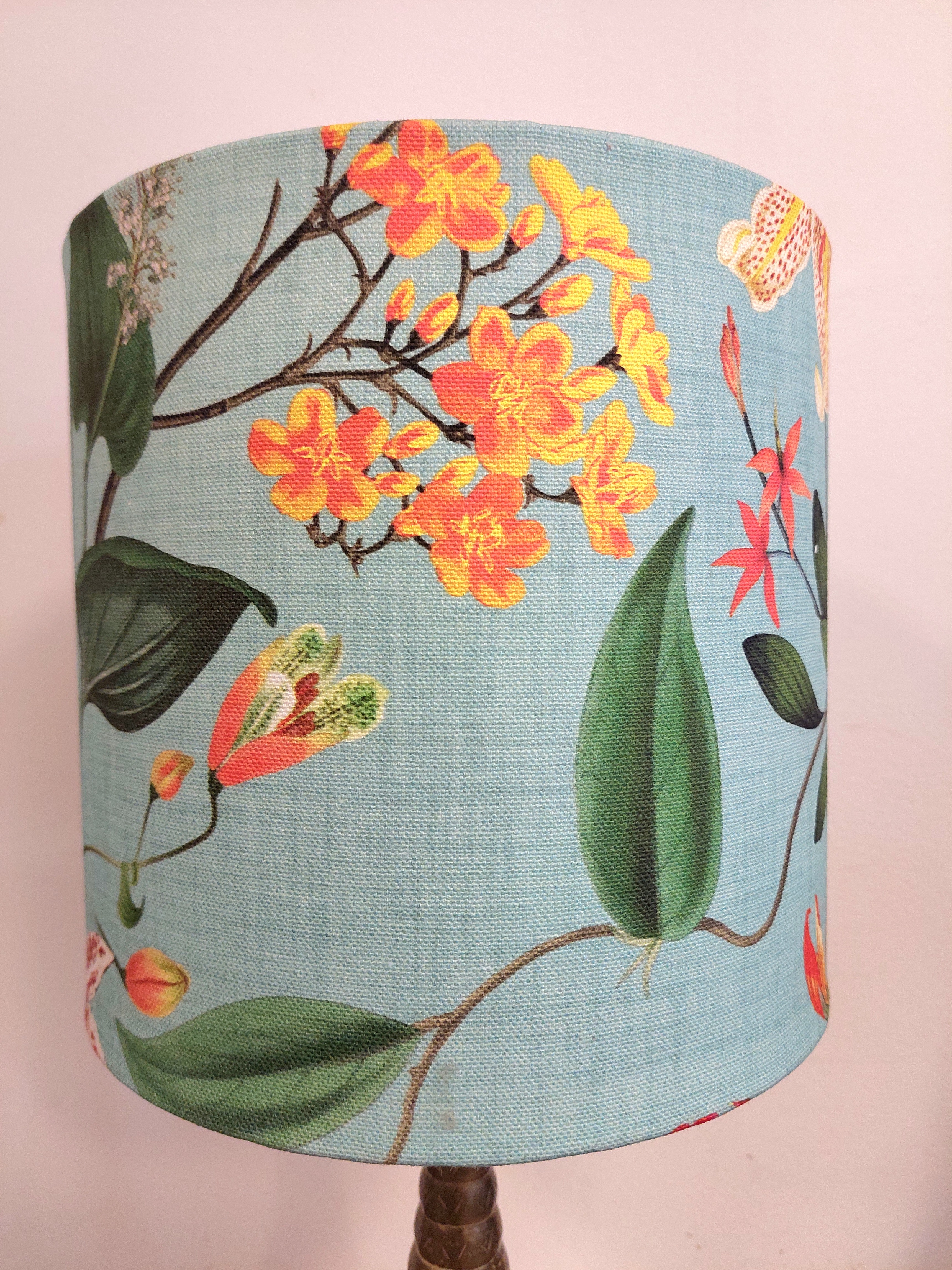 Lampenkap canvas turquoise bloem