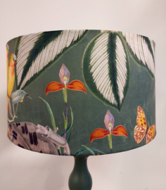 Lampenkap velvet vogels en aapje groen