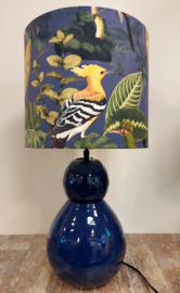Lampenkap velvet vogels &bladeren blauw