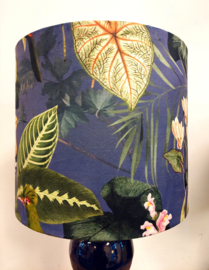 Lampenkap velvet vogels &bladeren blauw