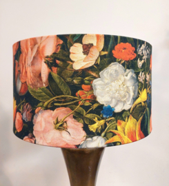 Lampenkap canvas klassieke bloemen zwart