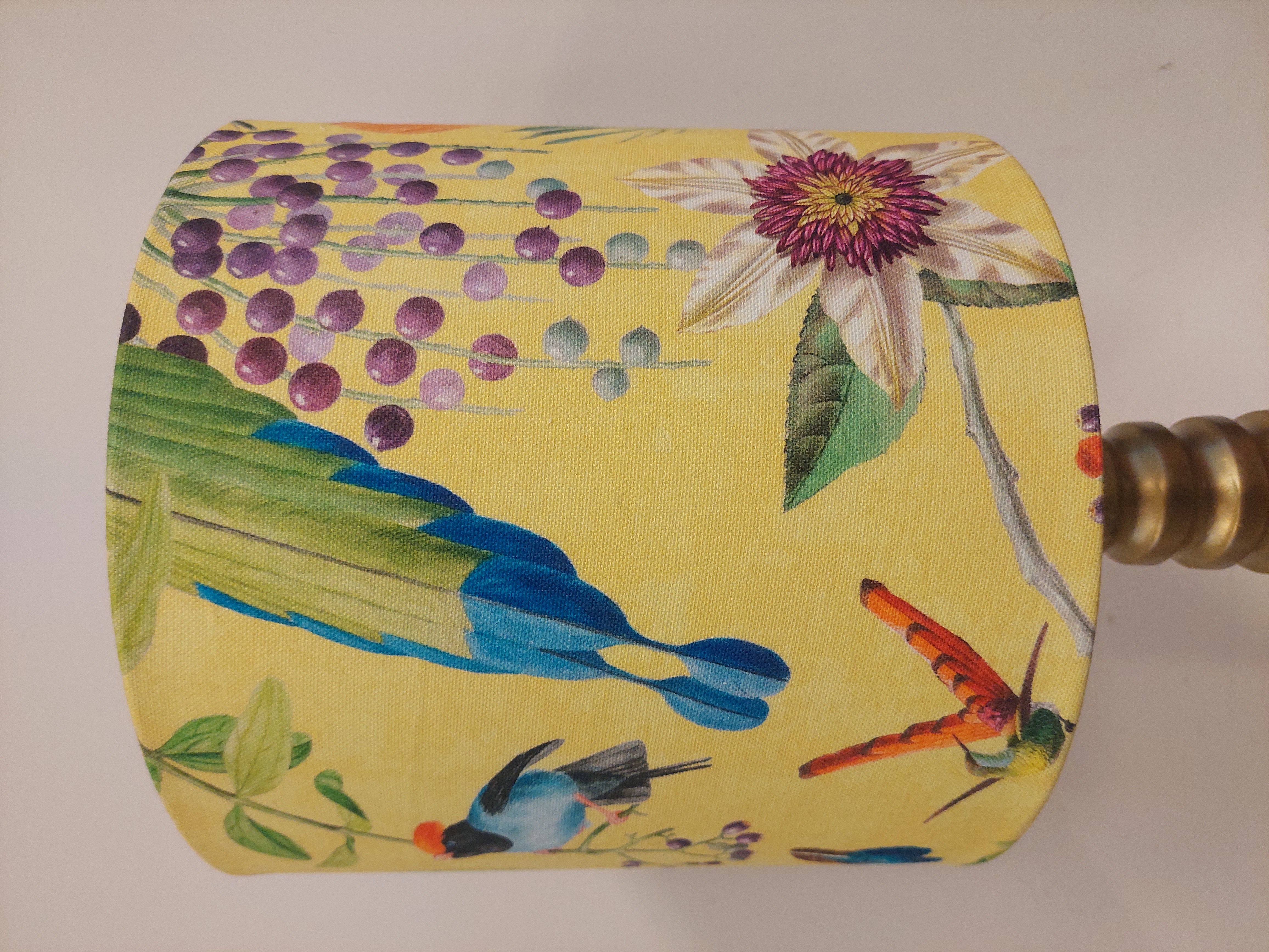 Lampenkap canvas geel vogel