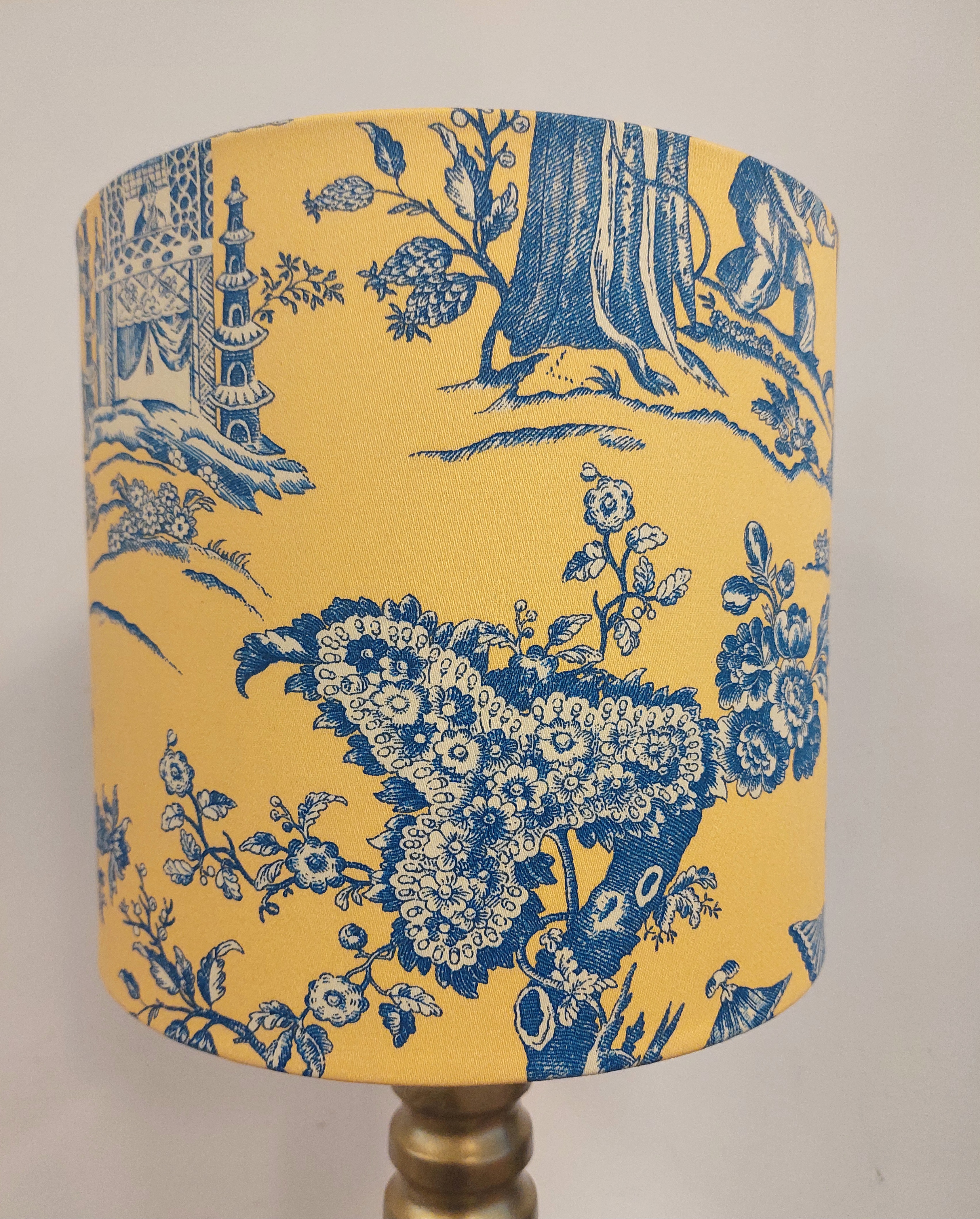 Lampenkap geel blauw chinees