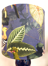 Lampenkap velvet vogels &bladeren blauw