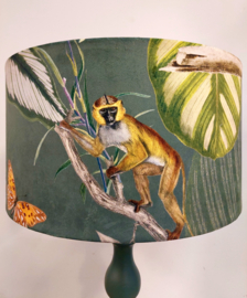 Lampenkap velvet vogels en aapje groen