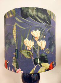 Lampenkap velvet vogels &bladeren blauw