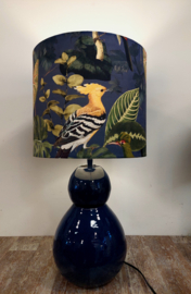 Lampenkap velvet vogels &bladeren blauw