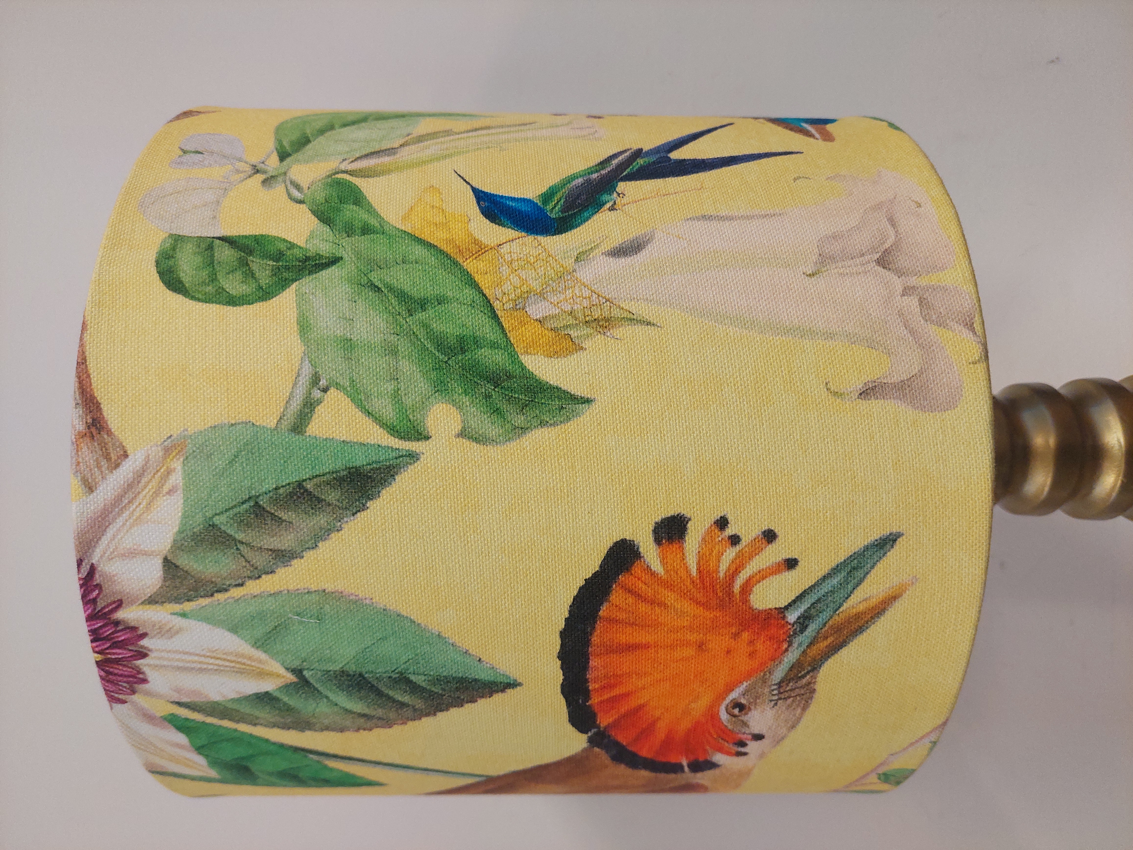 Lampenkap canvas geel vogel
