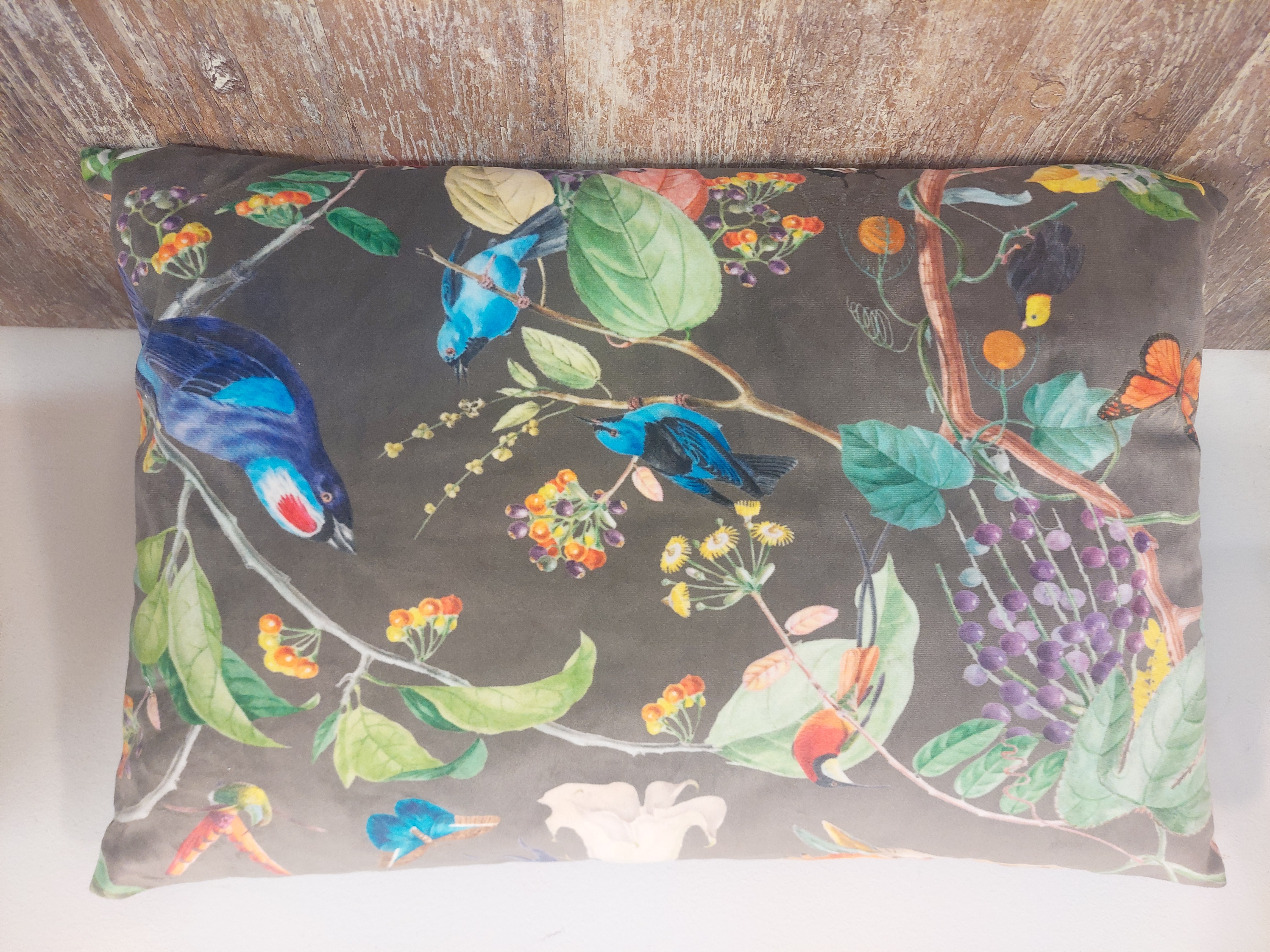 Kussen vogels velvet