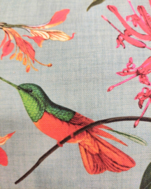 Kussen canvas vogels licht turquoise