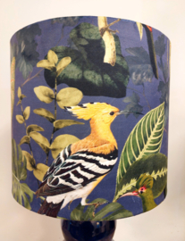 Lampenkap velvet vogels &bladeren blauw