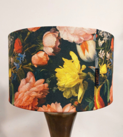 Lampenkap canvas klassieke bloemen zwart