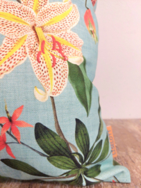 Kussen canvas vogels licht turquoise