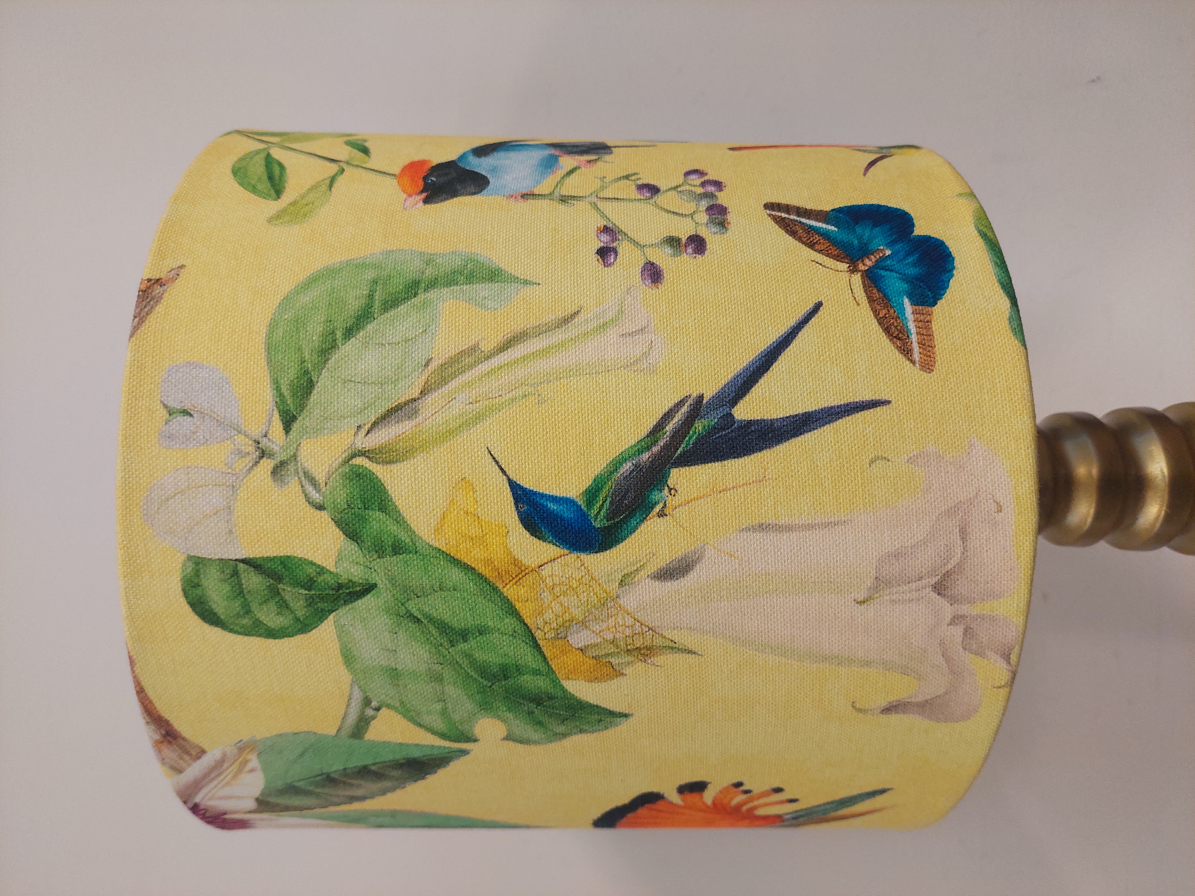 Lampenkap canvas geel vogel