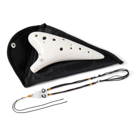 Soundscape 'Cooller' Ceramic 12-Hole Ocarina in C Major - White + Accessories