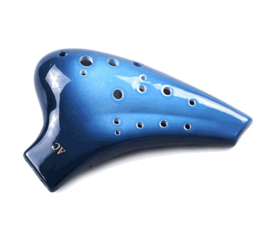 STL Double Ocarina (Deep Blue) - 16 holes - Ceramic - C Major + Songbook