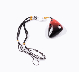 STL Necklace Ocarina - Red & Black - 6 Holes - Ceramic (Soprano)