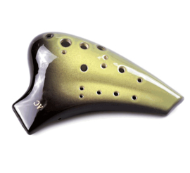 STL Double Ocarina (Venom Green) - 16 holes - Ceramic - C Major + Songbook