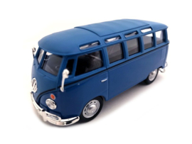 VW T1 SAMBA BUS + TOW BAR BLAUW 1:43