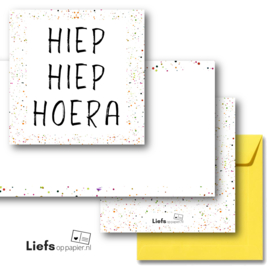 Hiep Hiep Hoera | 15x15cm | dubbele uitvoering met enveloppe
