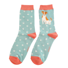 Damessokken Jack Russell (lichtblauw)