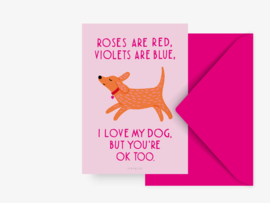 Kaart hond - Roses are red