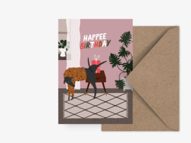 Verjaarsdagskaart Hond - Happee Birthday