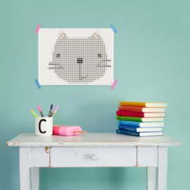 Dot on DIY stickerposter kat voor kinderen