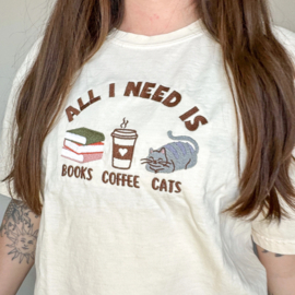 T-shirt Books Coffee Cats