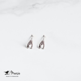 Studs-oorbellen giraffe zilver