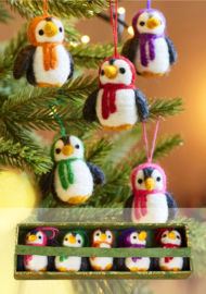 Set van 5 vilten pinguins