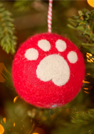Vilten kerstbal met dieren poot
