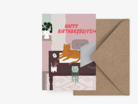 Verjaarsdagskaart Kat - Birthdxyz